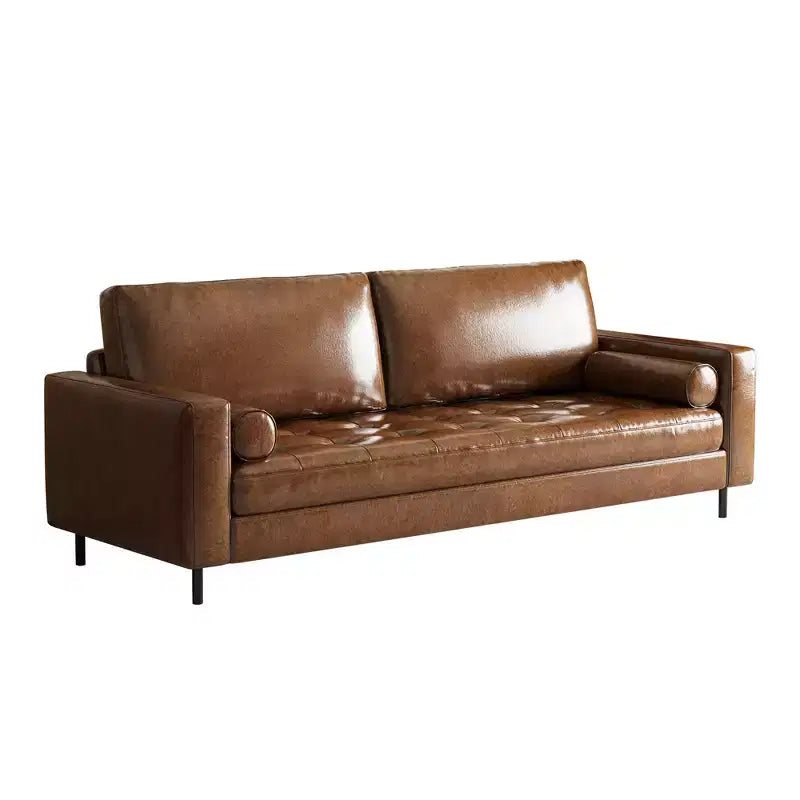 Canapé Vintage Haut de Gamme Mid-Century Modern Luck Live 80.31 en Cuir Huilé et Ciré avec Cadre Solide pour Salon