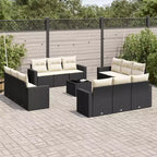 vidaXL Ensemble de canapés de jardin en résine tressée noire avec grands pieds réglables