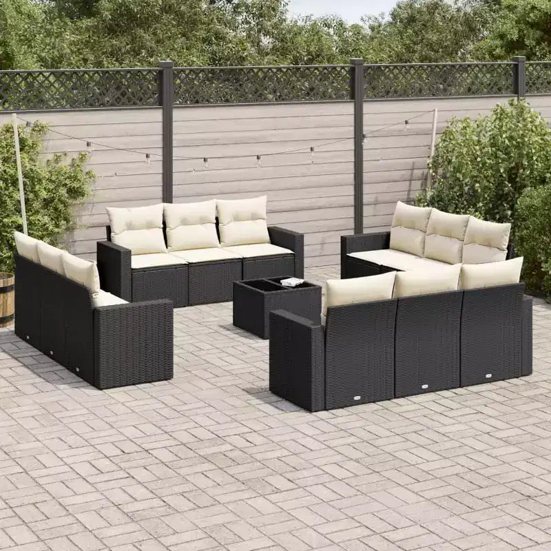 vidaXL Ensemble de canapés de jardin en résine tressée noire avec grands pieds réglables