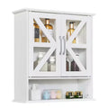 VECELO Wall-Mounted Bathroom Cabinet with X-Frame Glass Doors, Dual Storage Medicine Cabinet with Open Shelf for Bathroom/Kitchen, White