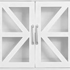 Armoire murale de salle de bain VECELO avec portes en verre en croix, armoire à pharmacie à double rangement avec étagère ouverte pour salle de bain/cuisine, blanche