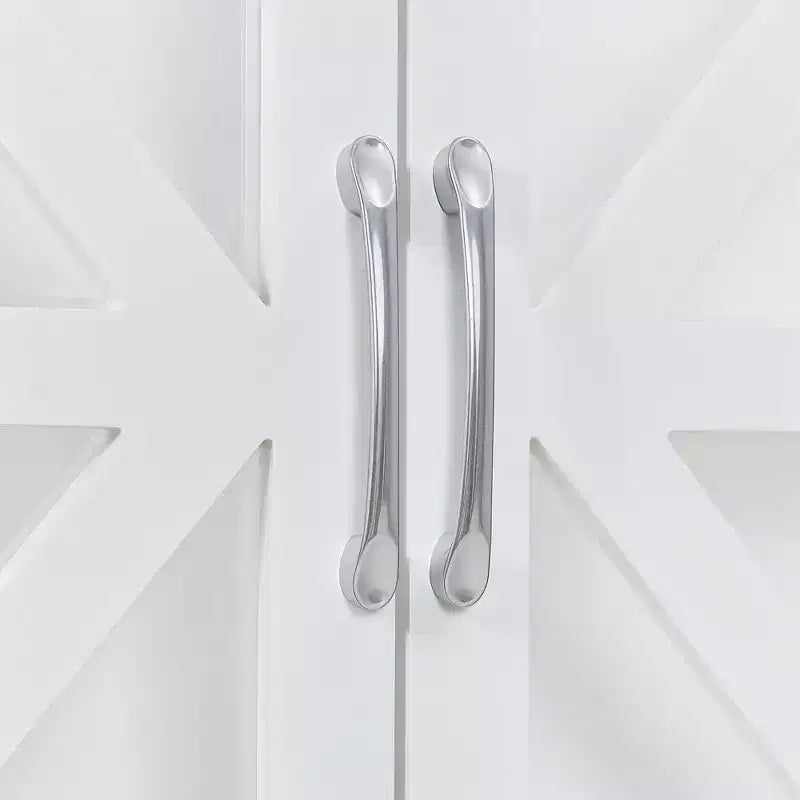 Armoire murale de salle de bain VECELO avec portes en verre en croix, armoire à pharmacie à double rangement avec étagère ouverte pour salle de bain/cuisine, blanche