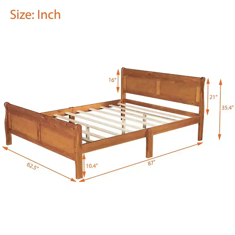 Lit plateforme moderne Luxystar en bois de taille Queen avec tête de lit