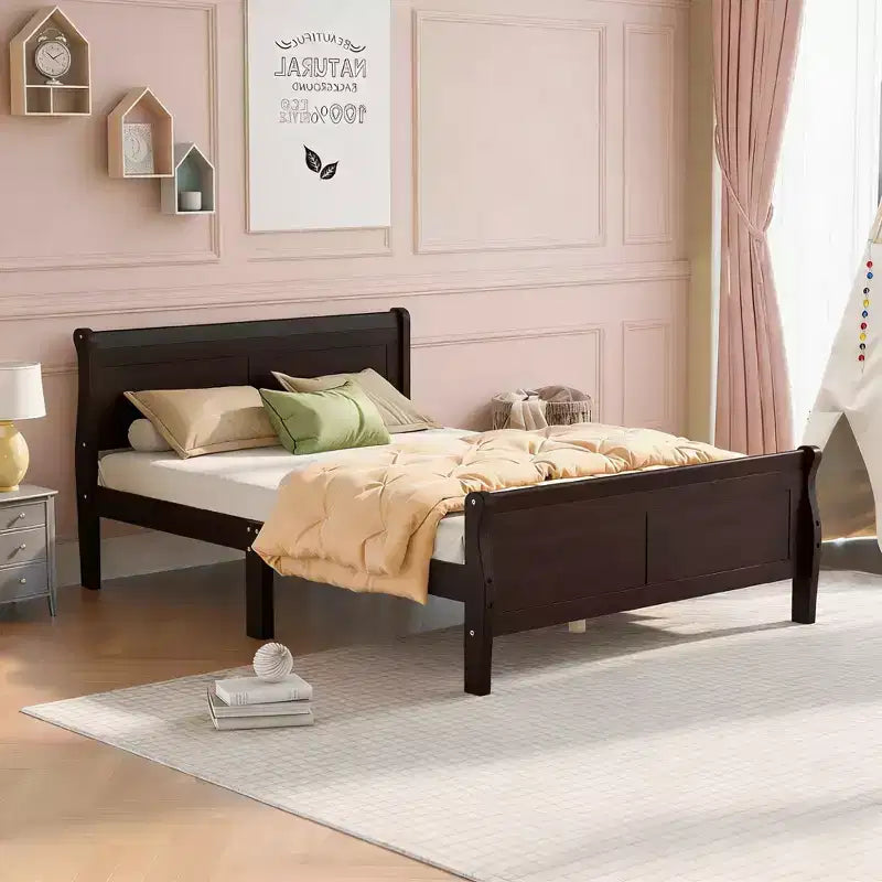 Lit plateforme moderne Luxystar en bois de taille Queen avec tête de lit