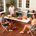 Table pliante FDW de 5,9 pieds, table en plastique portable avec poignée de transport, parfaite pour l'intérieur, l'extérieur, les fêtes, les dîners, les mariages, les événements, le camping