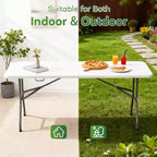 Table pliante FDW de 5,9 pieds, table en plastique portable avec poignée de transport, parfaite pour l'intérieur, l'extérieur, les fêtes, les dîners, les mariages, les événements, le camping