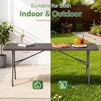 Table pliante FDW de 5,9 pieds, table en plastique portable avec poignée de transport, parfaite pour l'intérieur, l'extérieur, les fêtes, les dîners, les mariages, les événements, le camping