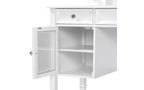 Coiffeuse minimaliste de 44,4 pouces avec miroir, 5 tiroirs, armoire latérale et tabouret assorti pour chambre à coucher, finition blanche
