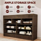 Commode à 7 tiroirs pour chambre à coucher, 137 cm de large, en bois, organiseur de rangement de style Mid-Century moderne, meuble TV de style ferme pour entrée