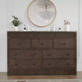 7 Drawer Dresser for Bedroom, 54'' Wide Wooden Dressers, Mid Century Modern Chest of Drawers Storage Organizer,Farmhouse TV Stand for Entryway