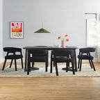 Table de salle à manger en bois massif avec chaises entièrement rembourrées