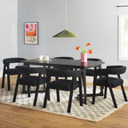 Table de salle à manger en bois massif avec chaises entièrement rembourrées
