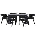 Table de salle à manger en bois massif avec chaises entièrement rembourrées