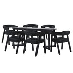 Table de salle à manger en bois massif avec chaises entièrement rembourrées