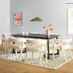 Table de salle à manger en bois massif avec chaises entièrement rembourrées