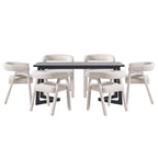 Table de salle à manger en bois massif avec chaises entièrement rembourrées