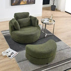 Fauteuil pivotant moderne vert 52 avec pouf de rangement