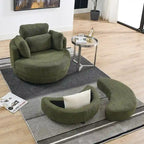 Fauteuil pivotant moderne vert 52 avec pouf de rangement
