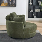 Fauteuil pivotant moderne vert 52 avec pouf de rangement