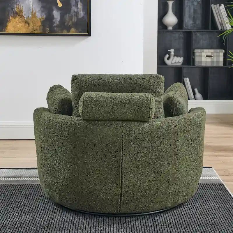 Fauteuil pivotant moderne vert 52 avec pouf de rangement