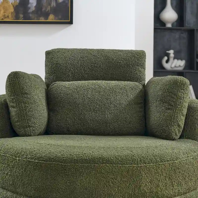 Fauteuil pivotant moderne vert 52 avec pouf de rangement