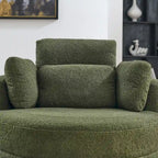 Fauteuil pivotant moderne vert 52 avec pouf de rangement