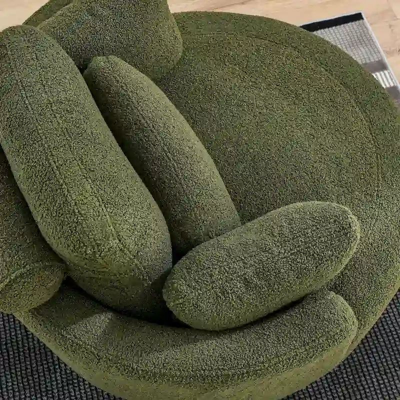 Fauteuil pivotant moderne vert 52 avec pouf de rangement