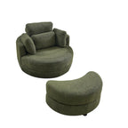 Fauteuil pivotant moderne vert 52 avec pouf de rangement