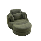 Fauteuil pivotant moderne vert 52 avec pouf de rangement