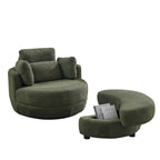 Fauteuil pivotant moderne vert 52 avec pouf de rangement