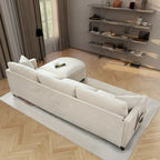 Canapé d'angle spacieux 4 places beige 107,87 avec pouf mobile, coussins amovibles et rangement pratique dans les accoudoirs