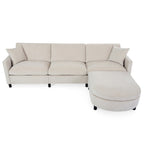 Canapé d'angle spacieux 4 places beige 107,87 avec pouf mobile, coussins amovibles et rangement pratique dans les accoudoirs