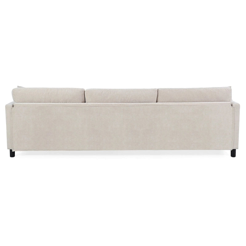 Canapé d'angle spacieux 4 places beige 107,87 avec pouf mobile, coussins amovibles et rangement pratique dans les accoudoirs