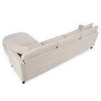 Canapé d'angle spacieux 4 places beige 107,87 avec pouf mobile, coussins amovibles et rangement pratique dans les accoudoirs