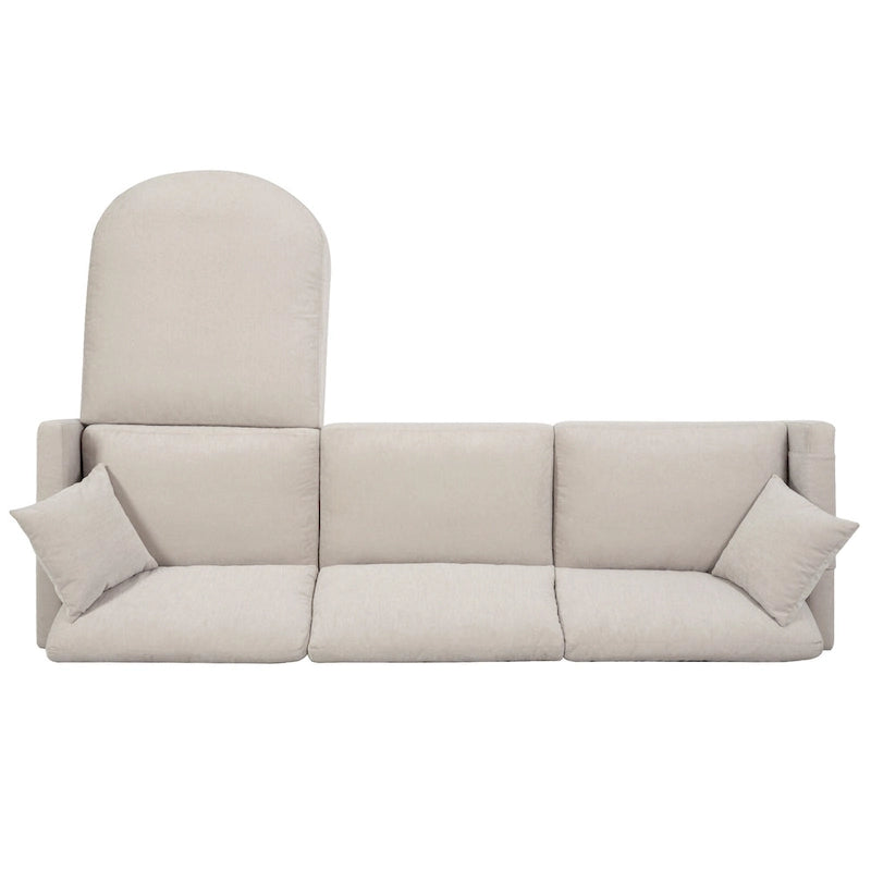 Canapé d'angle spacieux 4 places beige 107,87 avec pouf mobile, coussins amovibles et rangement pratique dans les accoudoirs