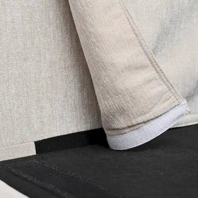 Canapé d'angle spacieux 4 places beige 107,87 avec pouf mobile, coussins amovibles et rangement pratique dans les accoudoirs