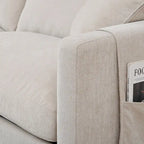 Canapé d'angle spacieux 4 places beige 107,87 avec pouf mobile, coussins amovibles et rangement pratique dans les accoudoirs