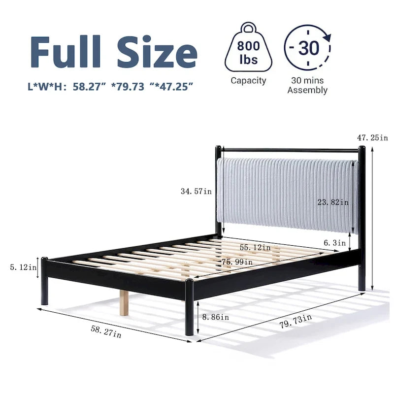 Christopher Knight Home Lit plateforme double en bois avec tête de lit moelleuse