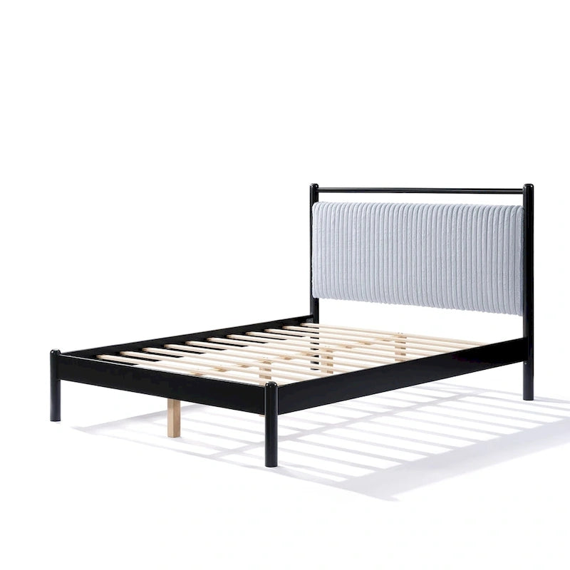 Christopher Knight Home Lit plateforme double en bois avec tête de lit moelleuse