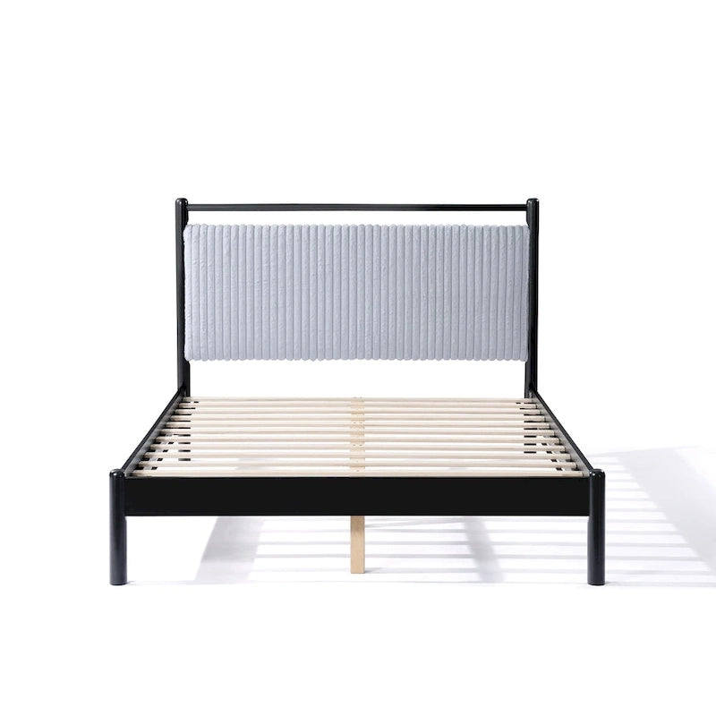 Christopher Knight Home Lit plateforme double en bois avec tête de lit moelleuse