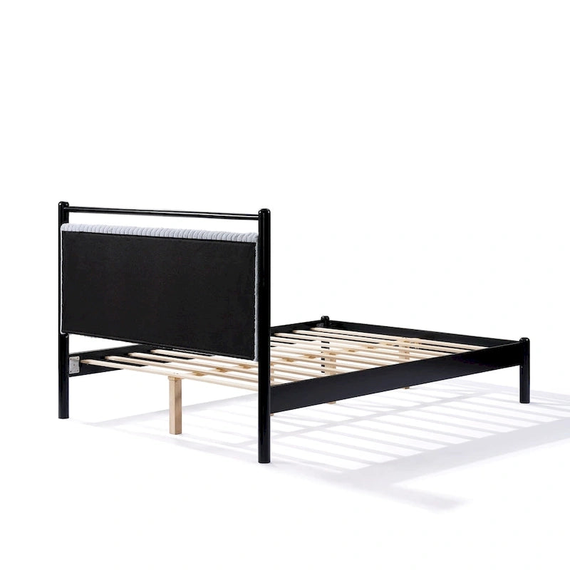 Christopher Knight Home Lit plateforme double en bois avec tête de lit moelleuse