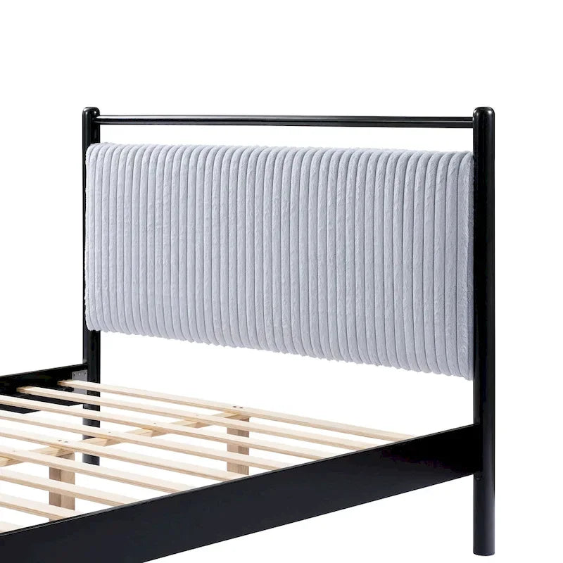 Christopher Knight Home Lit plateforme double en bois avec tête de lit moelleuse