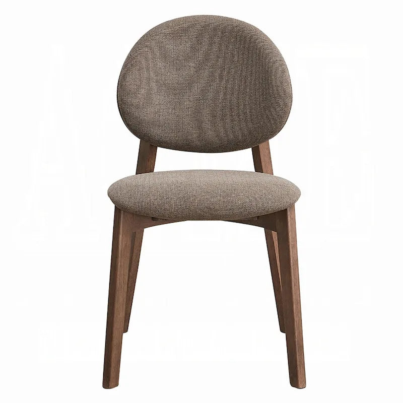 Lot de 2 chaises de salle à manger Hamza, Lin Marron Clair, Bois d'Hévéa Noyer