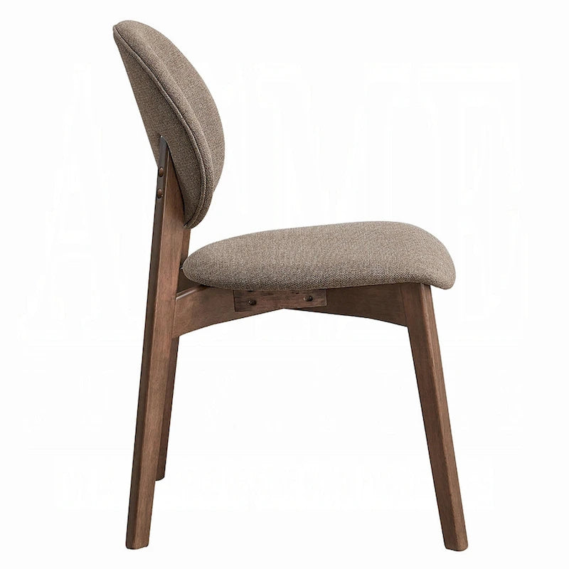 Lot de 2 chaises de salle à manger Hamza, Lin Marron Clair, Bois d'Hévéa Noyer