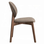 Lot de 2 chaises de salle à manger Hamza, Lin Marron Clair, Bois d'Hévéa Noyer