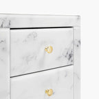 Table de chevet moderne en marbreTable de chevet en verre trempé à 3 tiroirs, meuble de rangementTable d'appoint de canapé minimaliste et pratique