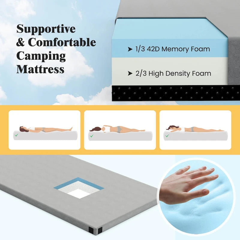Matelas de camping Goplus en mousse à mémoire de forme avec sac de voyage antidérapant – Voir les détails
