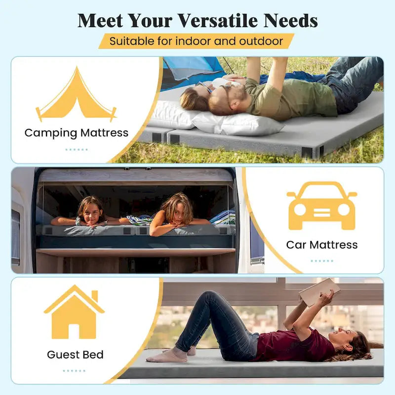 Matelas de camping Goplus en mousse à mémoire de forme avec sac de voyage antidérapant – Voir les détails