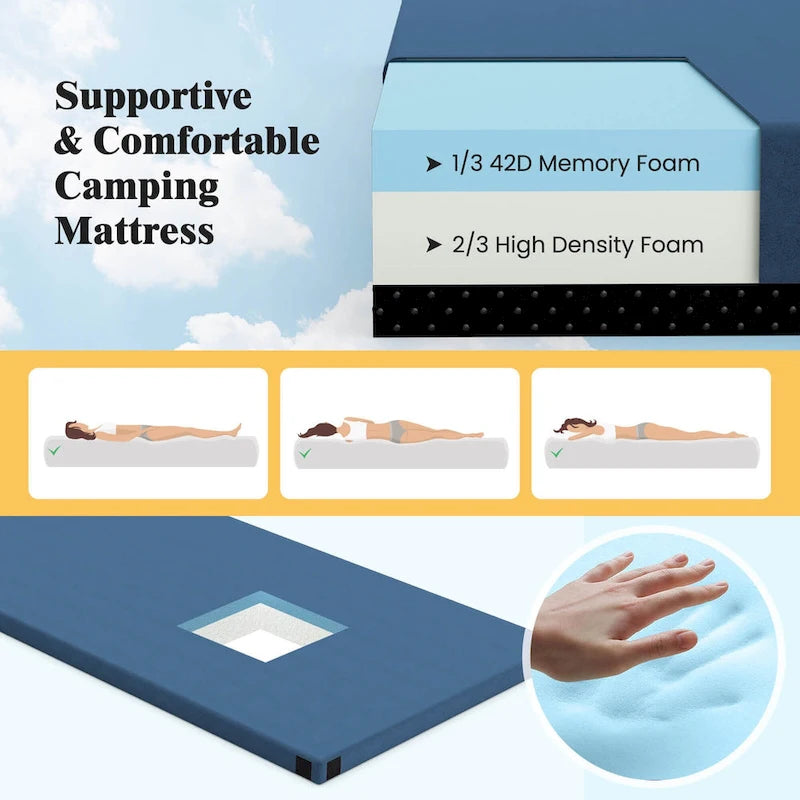 Matelas de camping Goplus en mousse à mémoire de forme avec sac de voyage antidérapant – Voir les détails