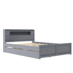 Lit plate-forme Queen Size avec lumières LED et lit gigogne, cadre de lit de rangement en bois avec étagère de tête de lit et 2 tiroirs pour enfants, adolescents et adultes
